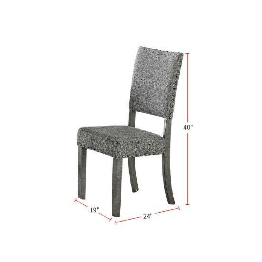 Furniture * | Discount Simple Relax Set Of 2 Upholstered Fabric Dining Chairs