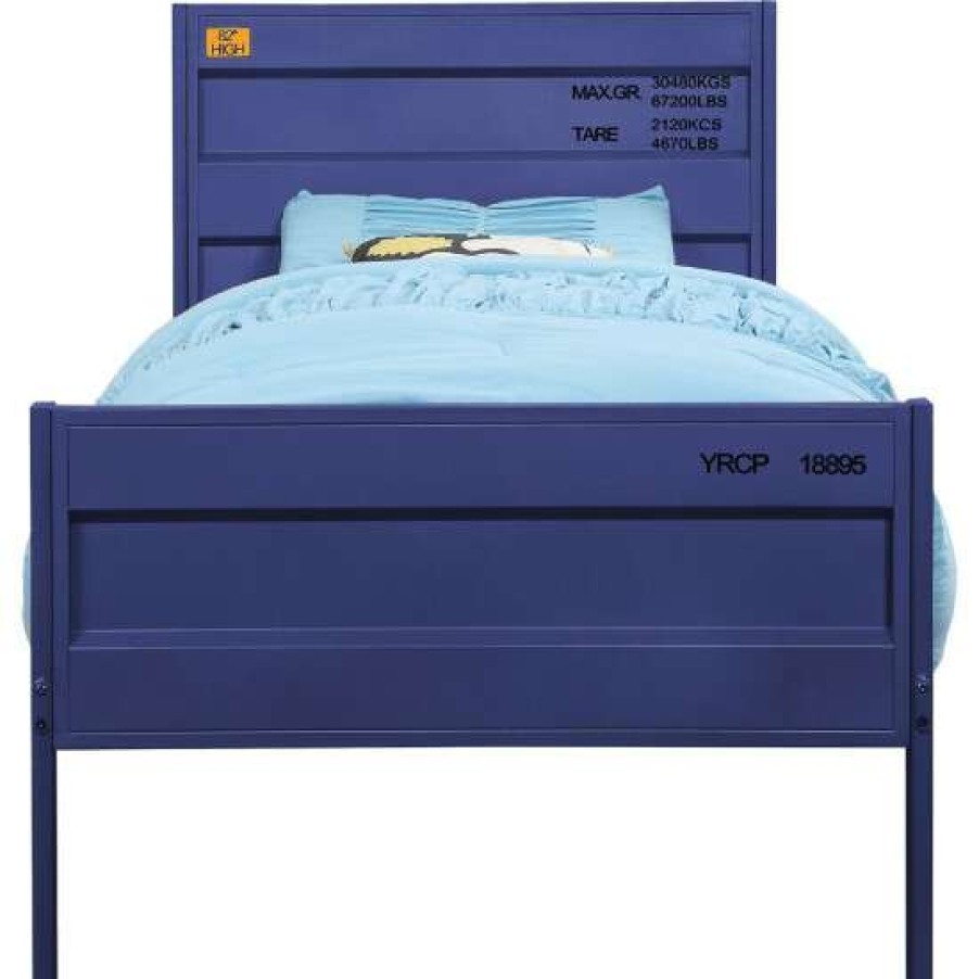 Furniture * | Outlet Simple Relax Metal Frame Panel Bed In Blue Finish