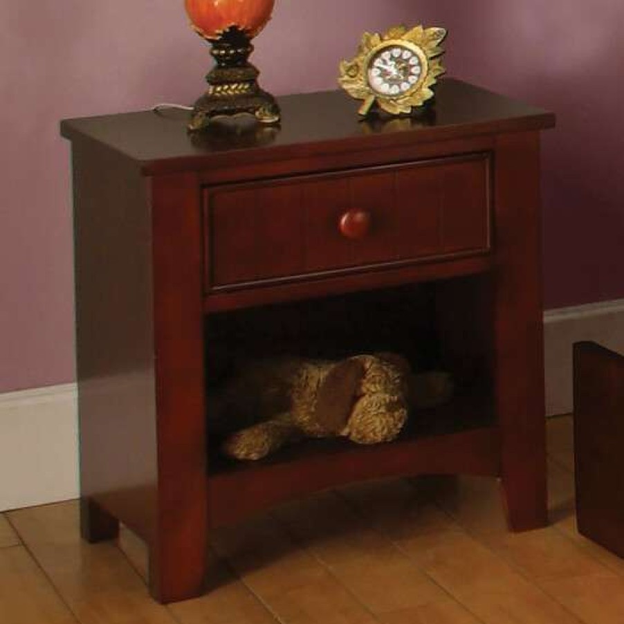 Furniture * | New Simple Relax Wooden Nightstand With A Drawer