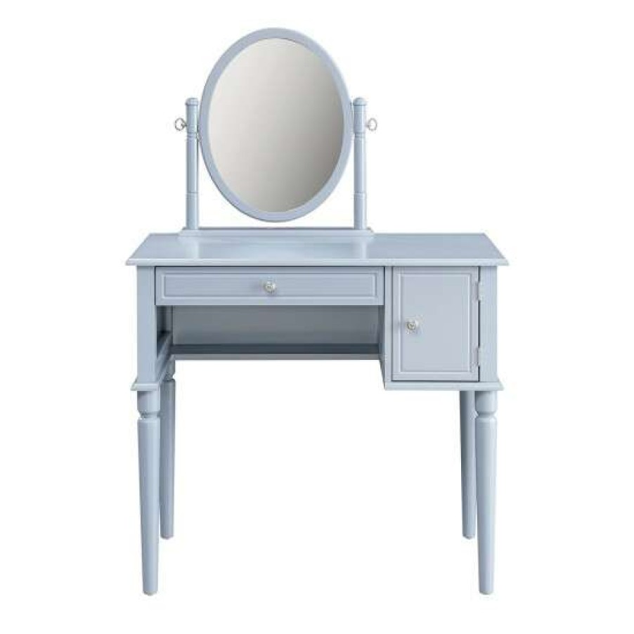 Furniture * | Top 10 Simple Relax Upholstered Vanity Set In Cream And Gray Finish