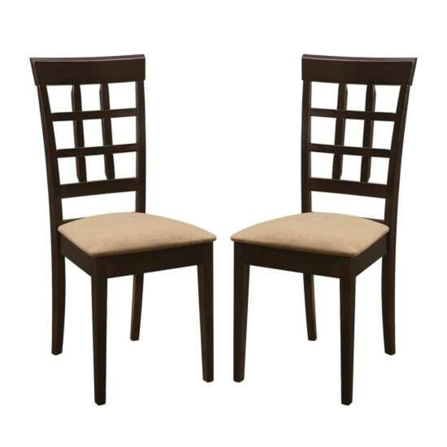 Furniture * | Wholesale Simple Relax Set Of 2 Side Chairs In Cappuccino And Tan