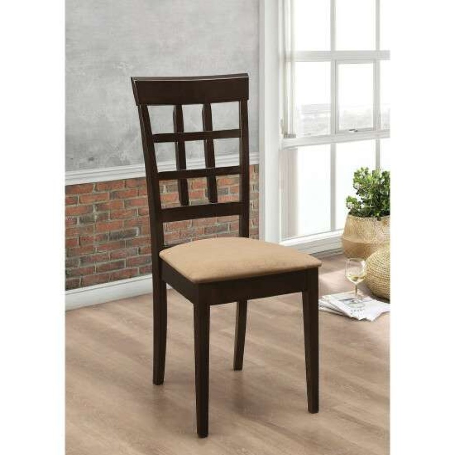 Furniture * | Wholesale Simple Relax Set Of 2 Side Chairs In Cappuccino And Tan