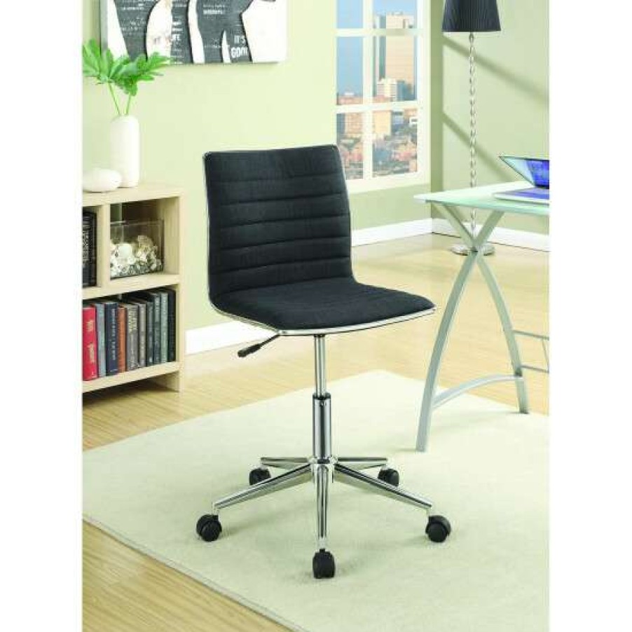 Furniture * | Best Sale Simple Relax Adjustable Height Fabric Office Chair In Black