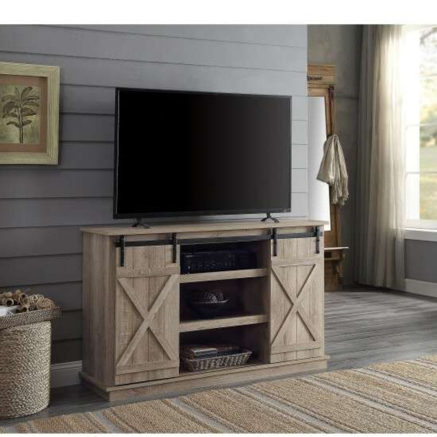 Furniture * | Deals Simple Relax 2 Doors And 3 Open Compartments Tv Stand In Oak