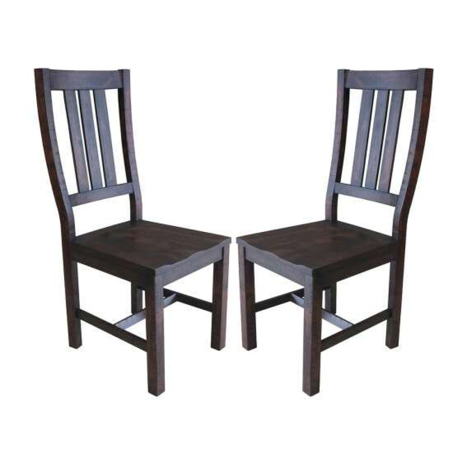 Furniture * | Discount Simple Relax Set Of 2 Wood Dining Side Chair In Vintage Java