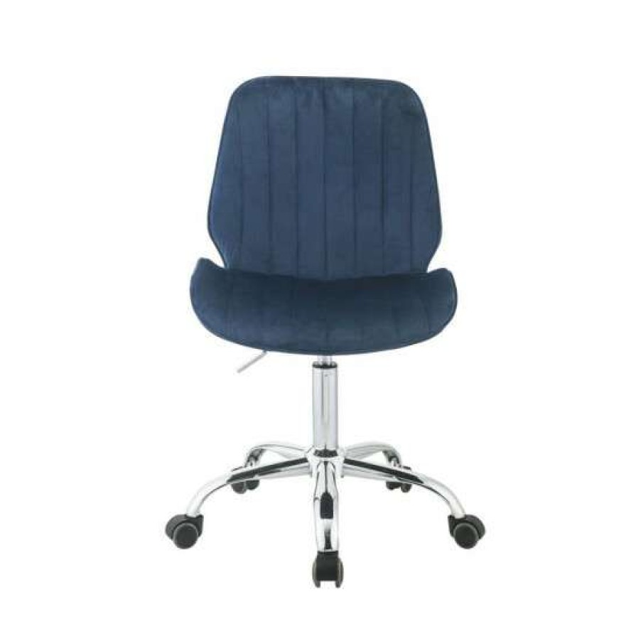 Furniture * | Deals Simple Relax Velvet Upholstered Adjustable Office Chair In Twilight Blue