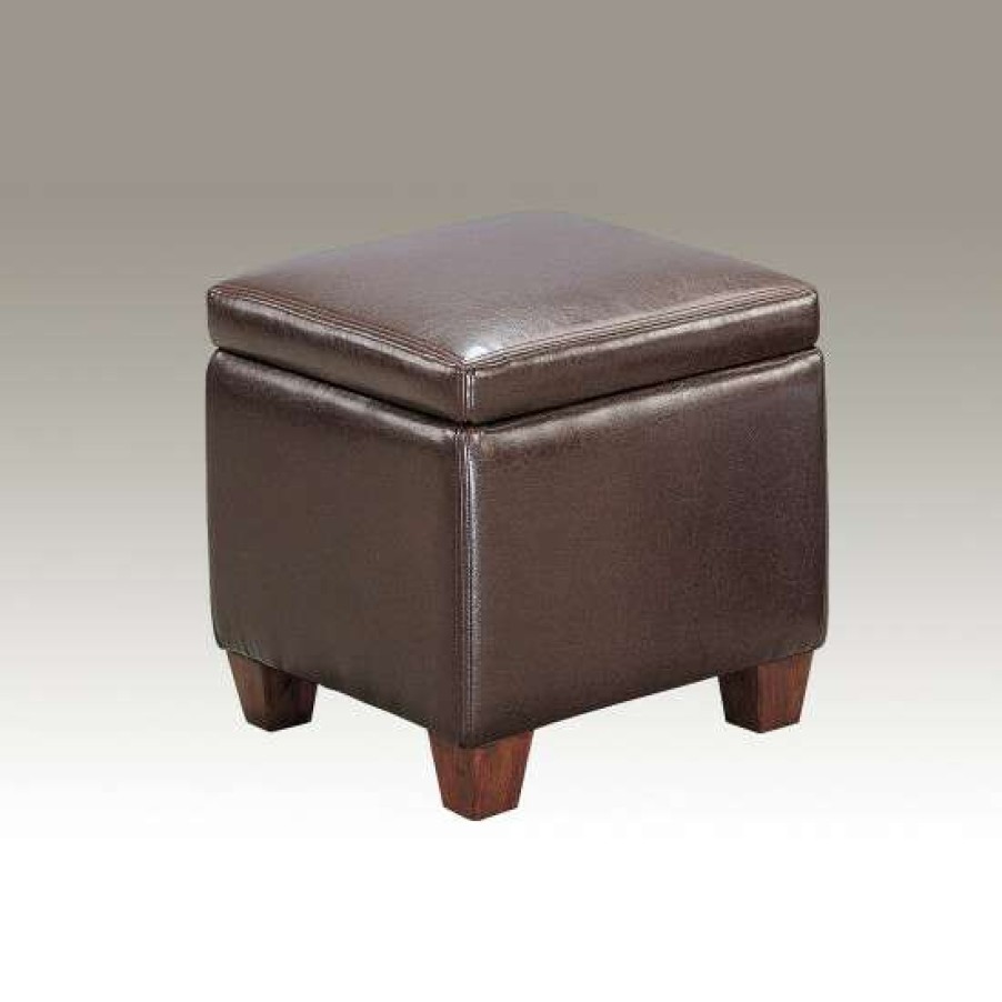 Furniture * | Best Deal Simple Relax Cube Shaped Storage Ottoman In Dark Brown