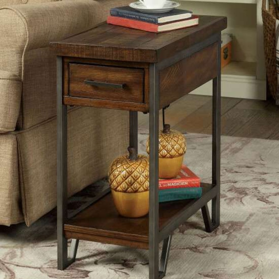 Furniture * | Budget Simple Relax Side Table With Drawer In Oak