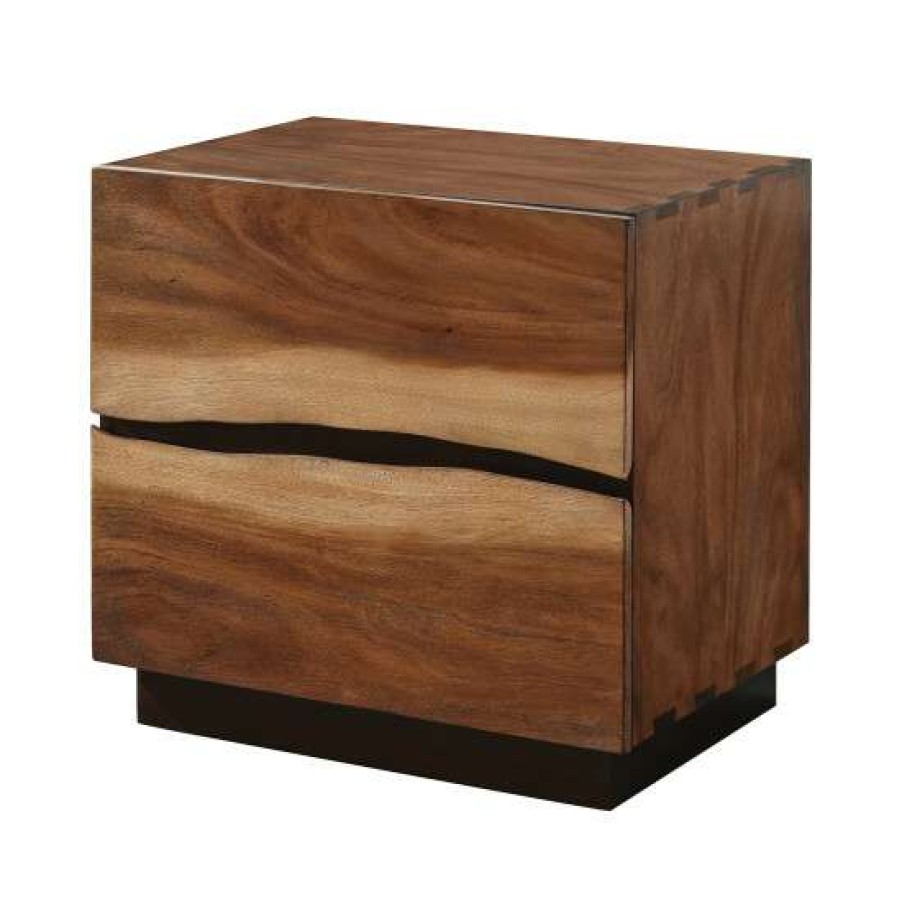 Furniture * | Best Reviews Of Simple Relax 2-Drawer Nightstand In Smokey Walnut And Coffee Bean