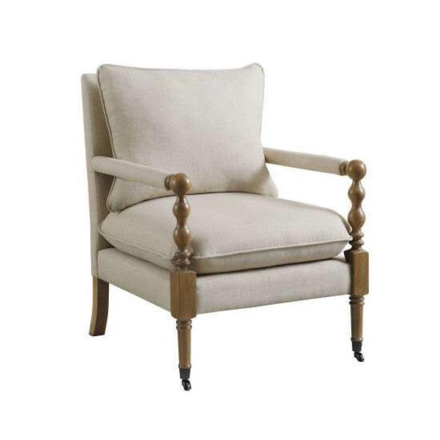 Furniture * | Cheapest Simple Relax Upholstered Accent Chair With Casters In Beige