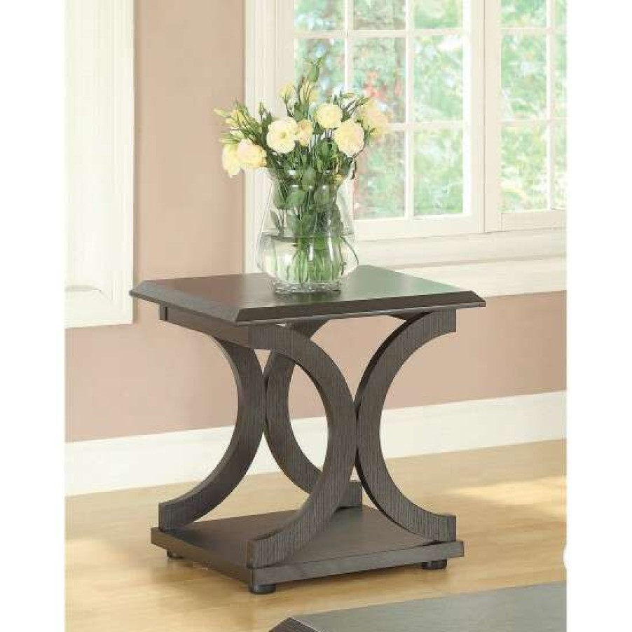 Furniture * | Budget Simple Relax C-Shape Base End Table In Cappuccino