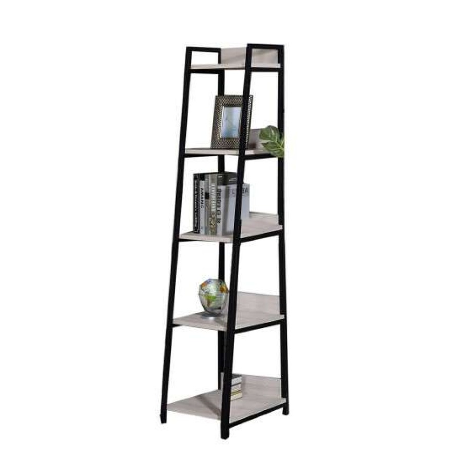 Furniture * | Top 10 Simple Relax 5-Tier Wooden Bookshelf In Natural And Black Finish