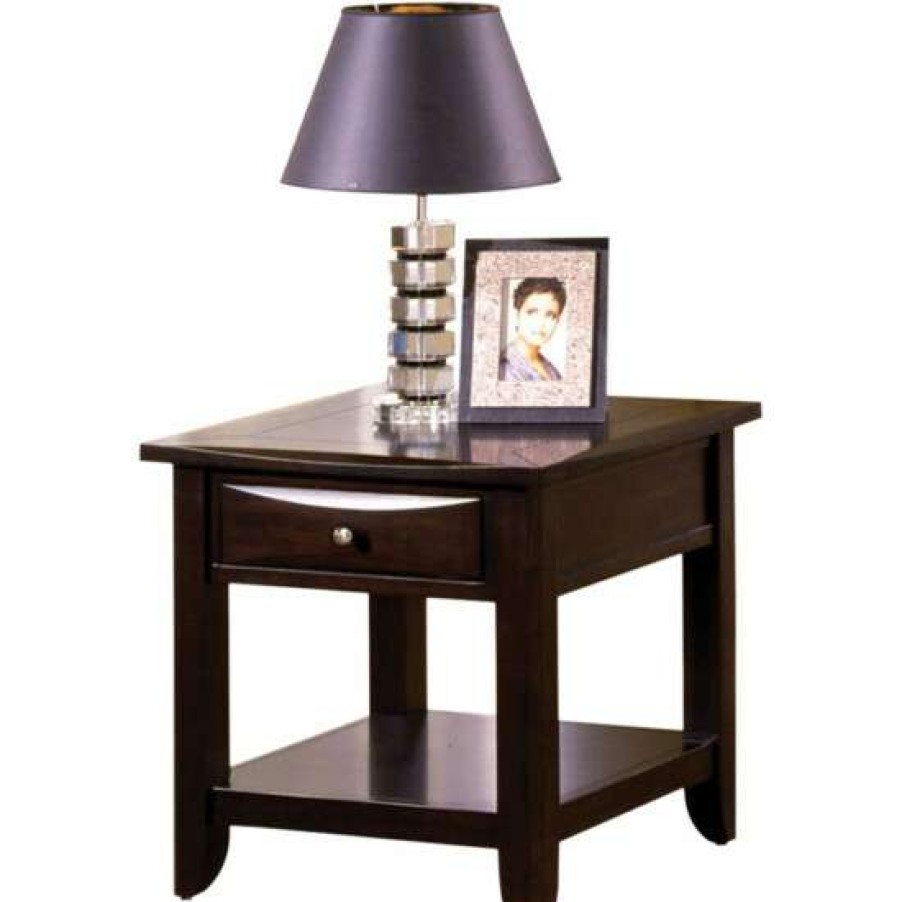 Furniture * | Coupon Simple Relax Wooden End Table With Open Bottom Shelf In Espresso