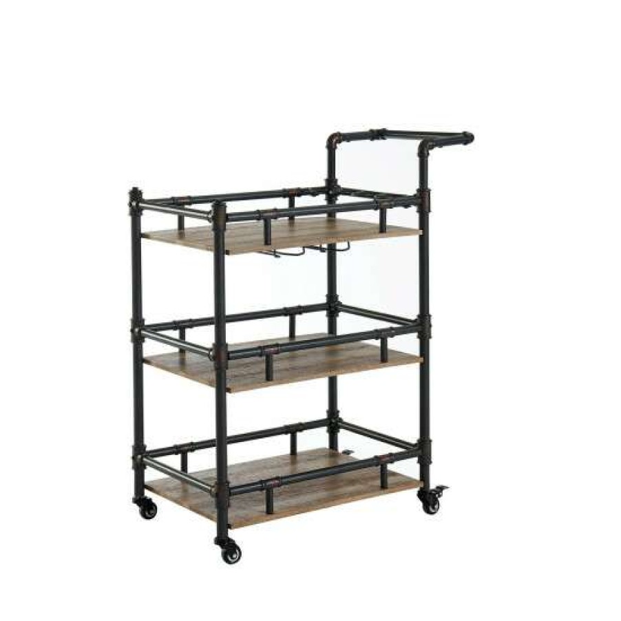 Furniture * | Best Sale Simple Relax Industrial Style Serving Cart In Antique Black