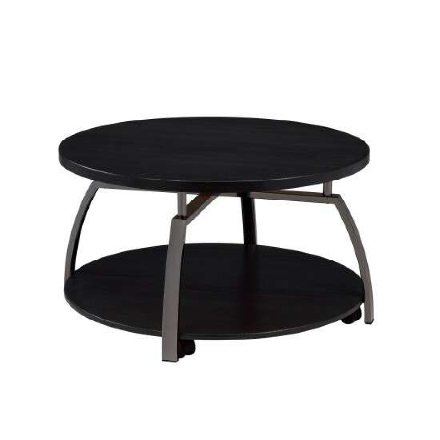 Furniture * | Buy Simple Relax 1 Shelf Coffee Table In Dark Grey And Black Nickel