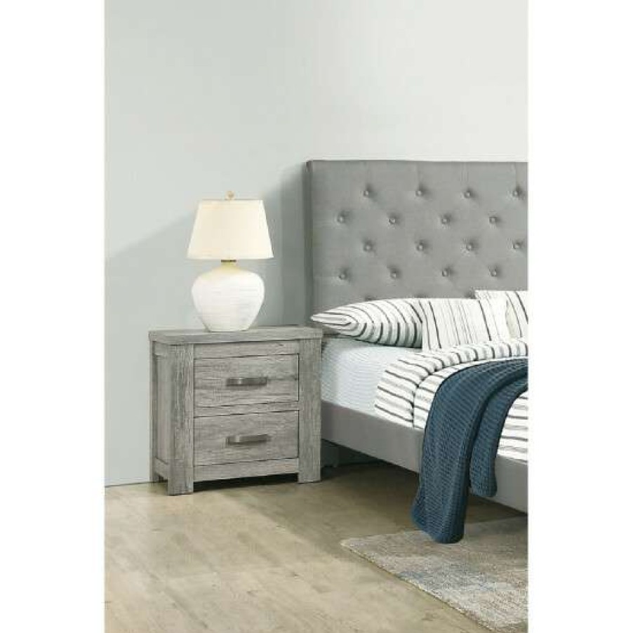 Furniture * | Deals Simple Relax 2 Drawers Bedroom Nightstand In Grey