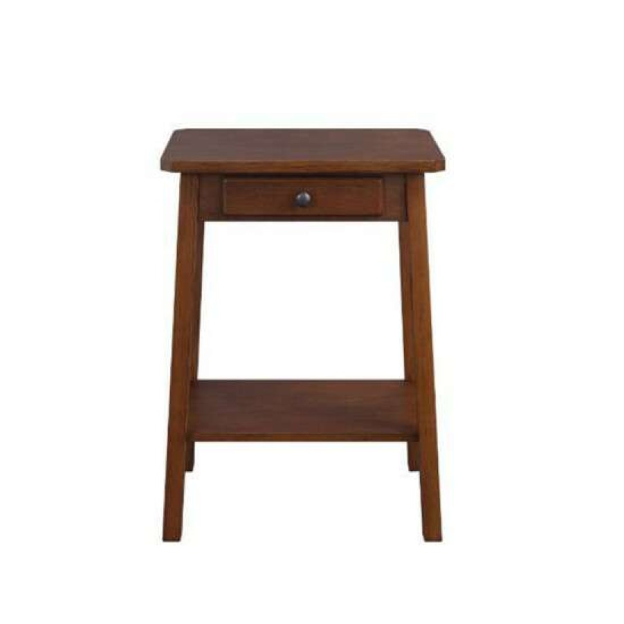 Furniture * | New Simple Relax Wood Accent Table With 1 Drawer And 1 Shelf