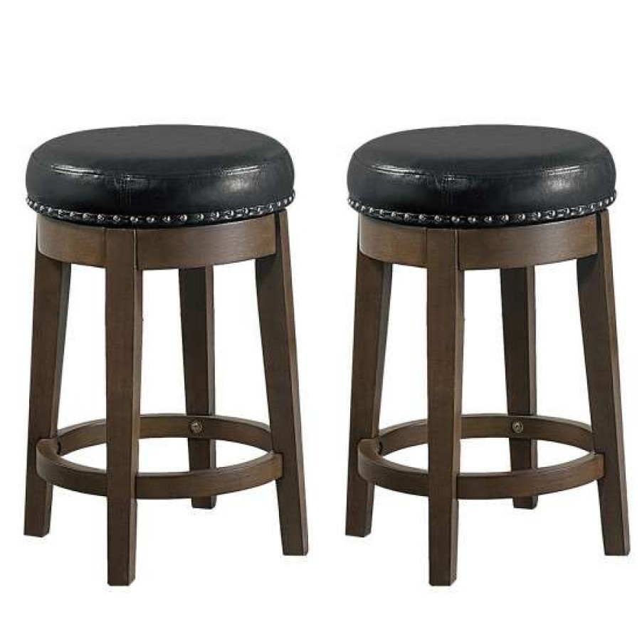 Furniture * | Flash Sale Simple Relax Set Of 2 24 -Inches Pu Swivel Stool