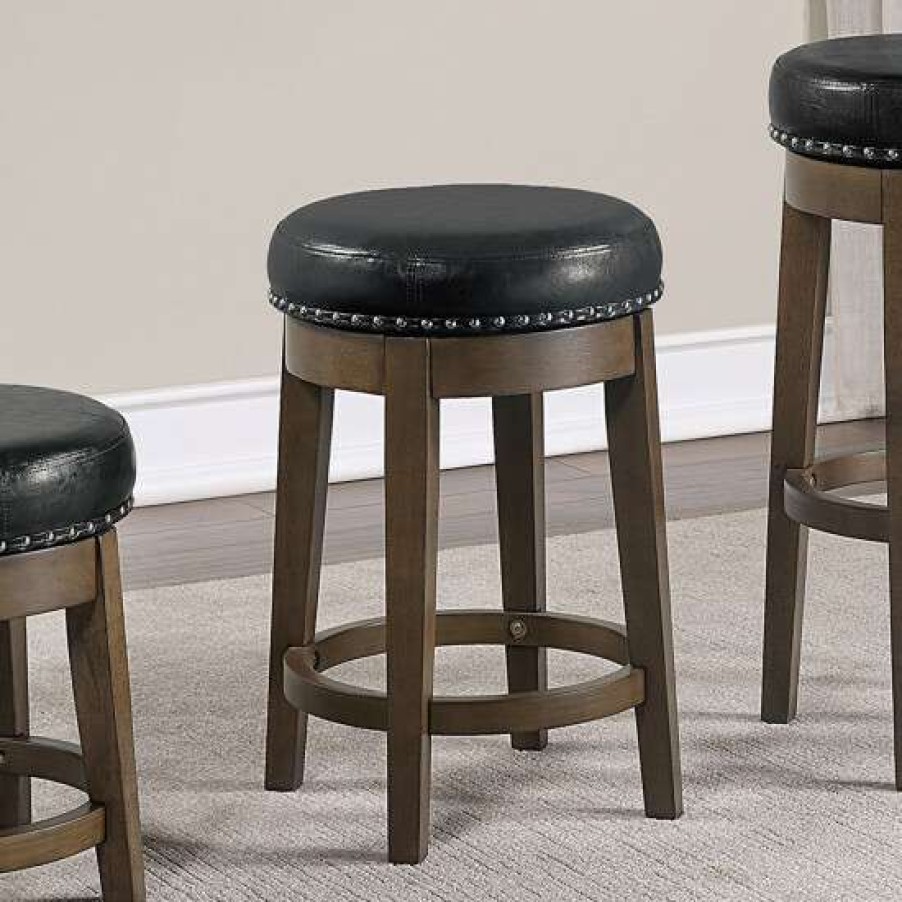 Furniture * | Flash Sale Simple Relax Set Of 2 24 -Inches Pu Swivel Stool