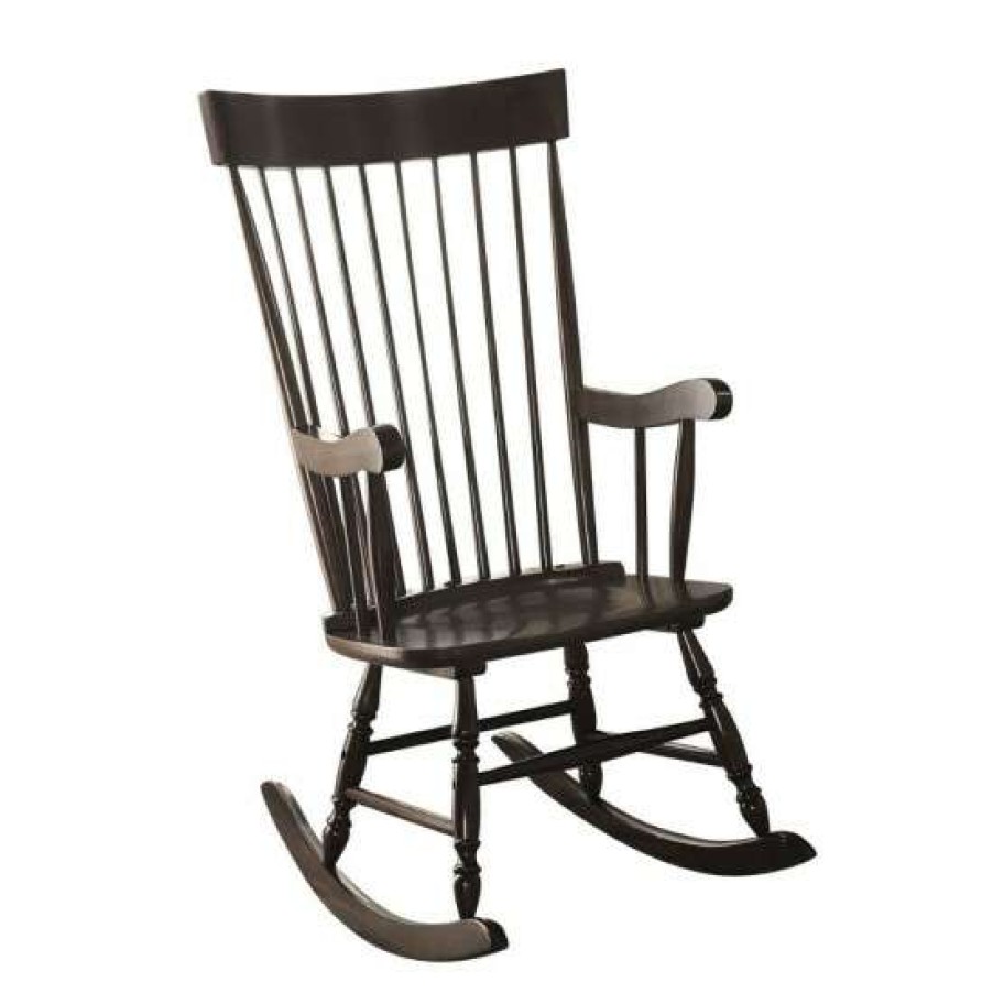 Furniture * | Brand New Simple Relax Wooden Rocking Chair In Black Finish