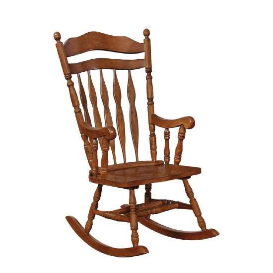 Furniture * | Hot Sale Simple Relax Wooden Rocking Chair In Medium Brown Finish