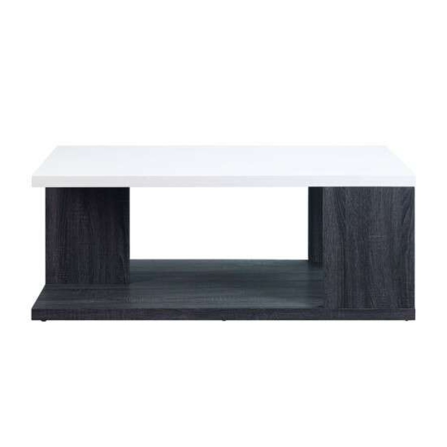 Furniture * | Deals Simple Relax Wood Coffee Table In Gray And White Finish