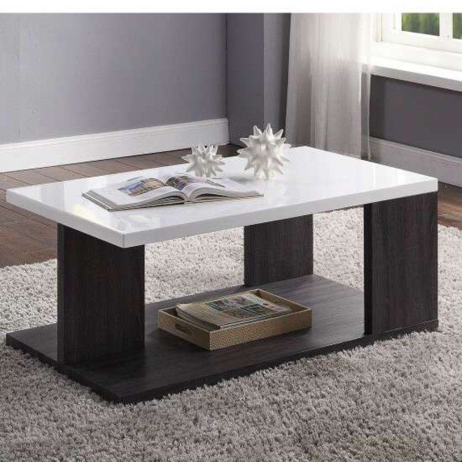 Furniture * | Deals Simple Relax Wood Coffee Table In Gray And White Finish