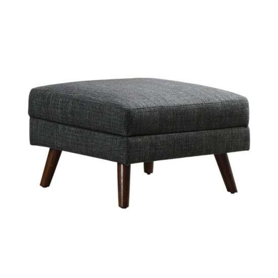 Furniture * | Budget Simple Relax Rectangular Ottoman In Dark Grey And Walnut