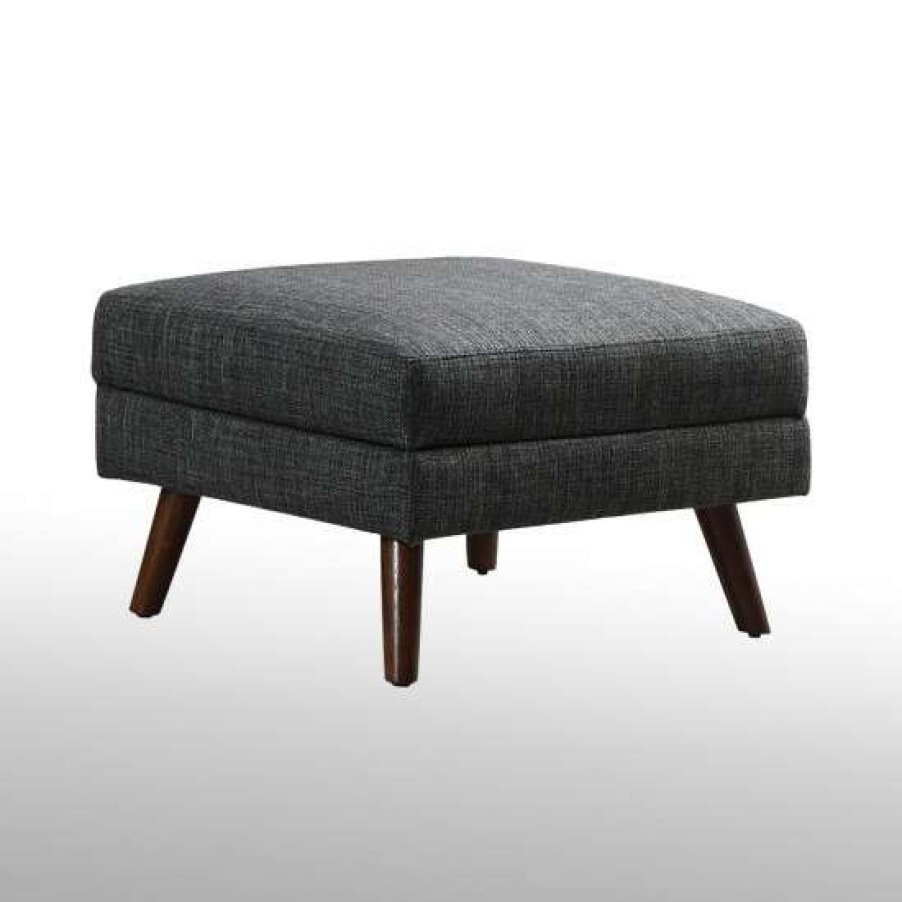 Furniture * | Budget Simple Relax Rectangular Ottoman In Dark Grey And Walnut