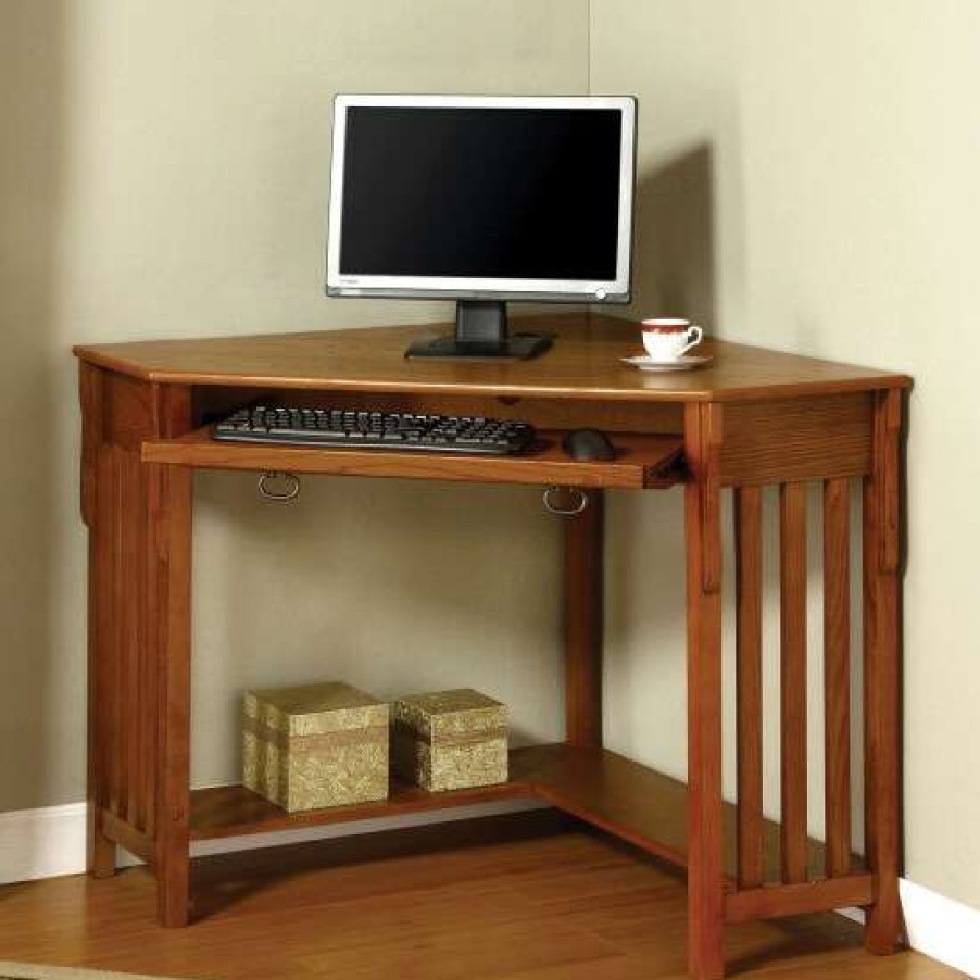 Furniture * | Top 10 Simple Relax Wooden Corner Desk With An Opan Compartment