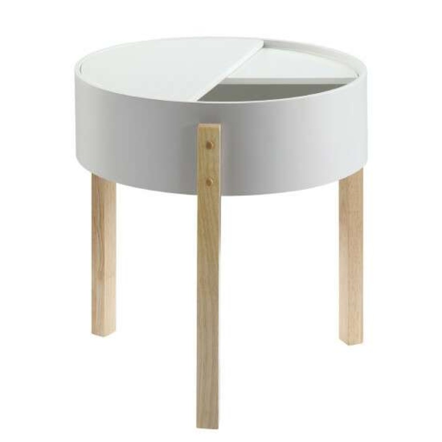 Furniture * | Cheap Simple Relax Wooen End Table In White And Natural Finish