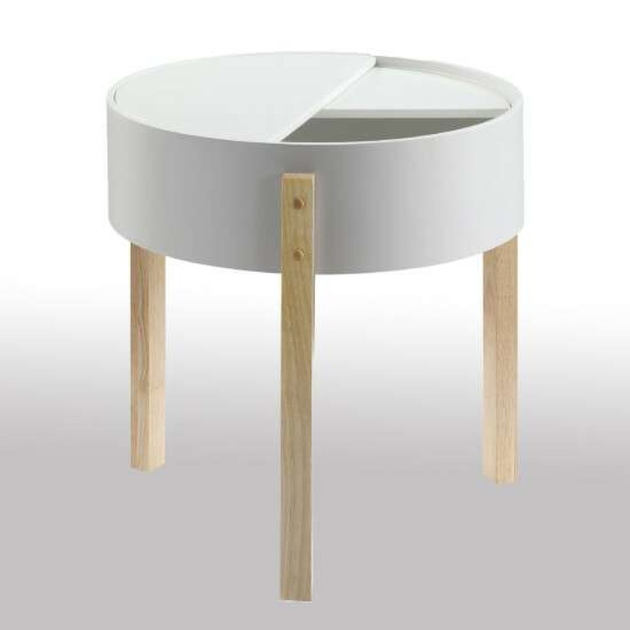 Furniture * | Cheap Simple Relax Wooen End Table In White And Natural Finish