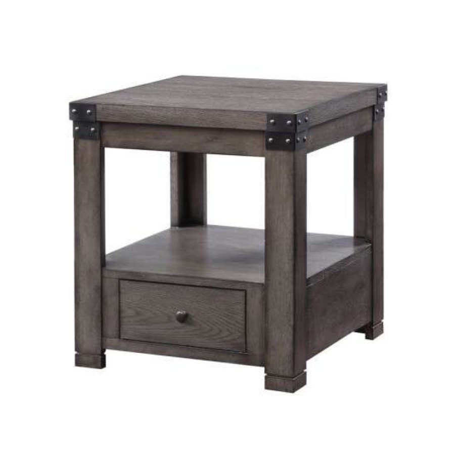 Furniture * | Wholesale Simple Relax One Drawer Wooden End Table In Ash Gray Finish