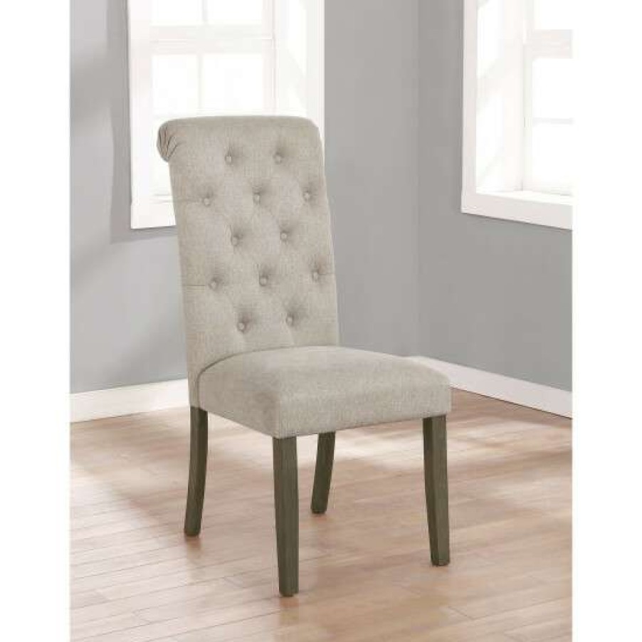 Furniture * | Brand New Simple Relax Set Of 2 Dining Chair In Beige And Rustic Brown