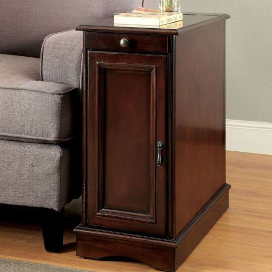 Furniture * | Best Deal Simple Relax Wooden Side Table With Storage Cabinet