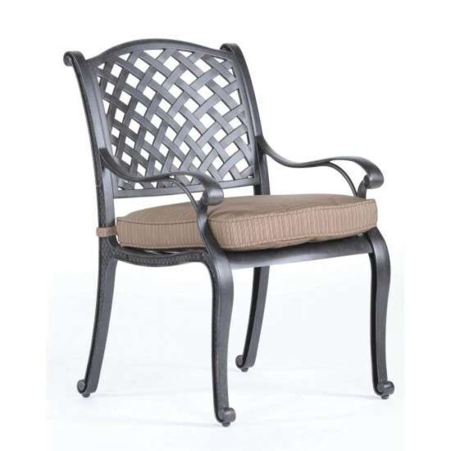 Garden & Patio * | Deals Simple Relax Modern Dining Arm Chair With Cushion In Dark Lava Bronze And Dupione Brown