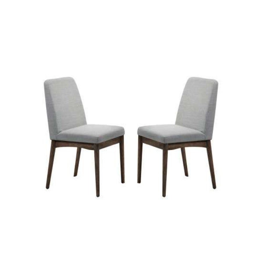 Furniture * | Best Pirce Simple Relax Grey Fabric Upholstered Dining Chair, Brown(Set Of 2)