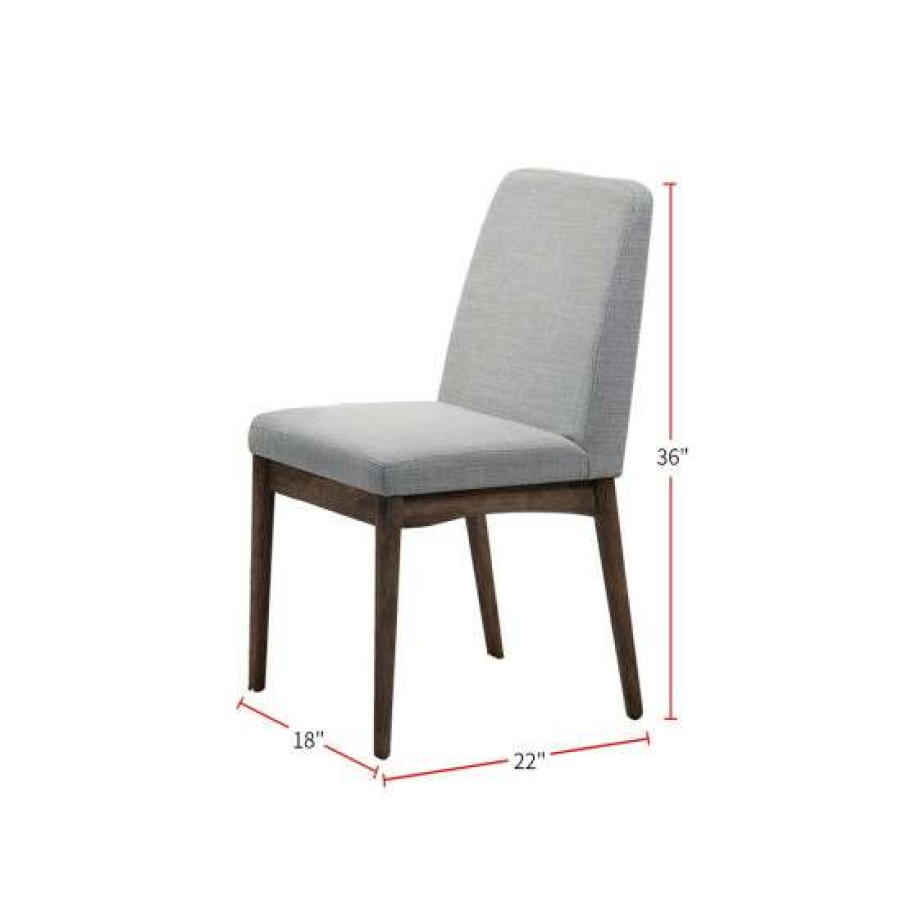 Furniture * | Best Pirce Simple Relax Grey Fabric Upholstered Dining Chair, Brown(Set Of 2)