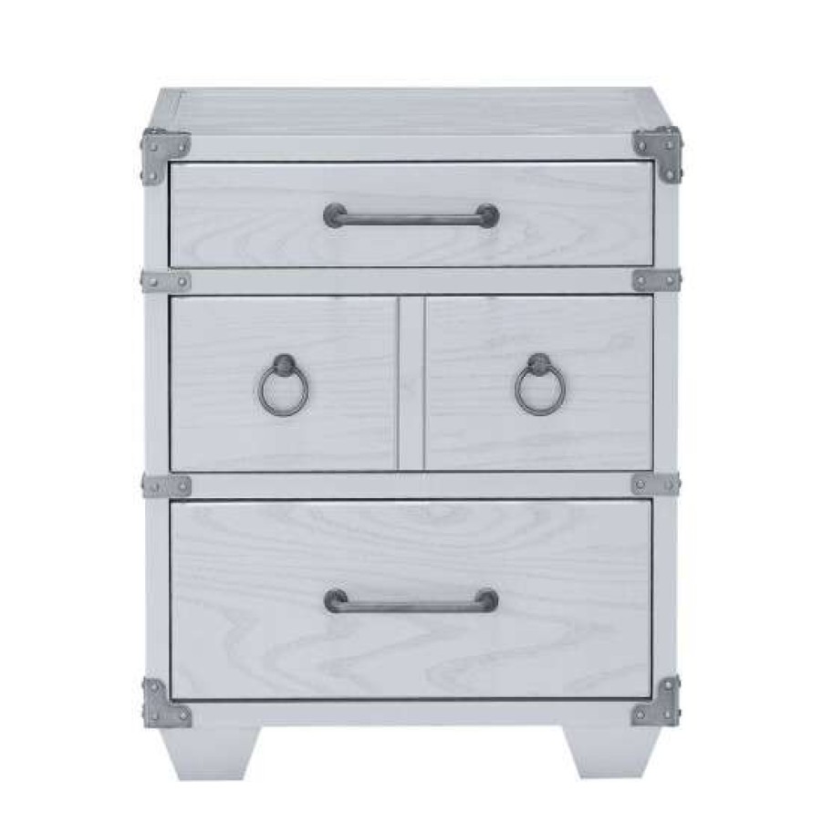 Furniture * | Budget Simple Relax 3 Drawer Wooden Nightstand W/Usb Port In Gray Finish