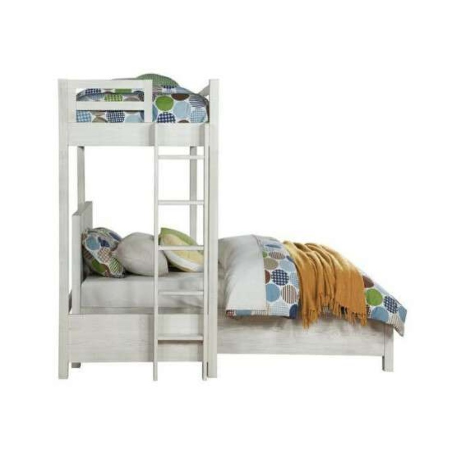 Furniture * | Outlet Simple Relax Twin Loft Bed In Weathered White Finish