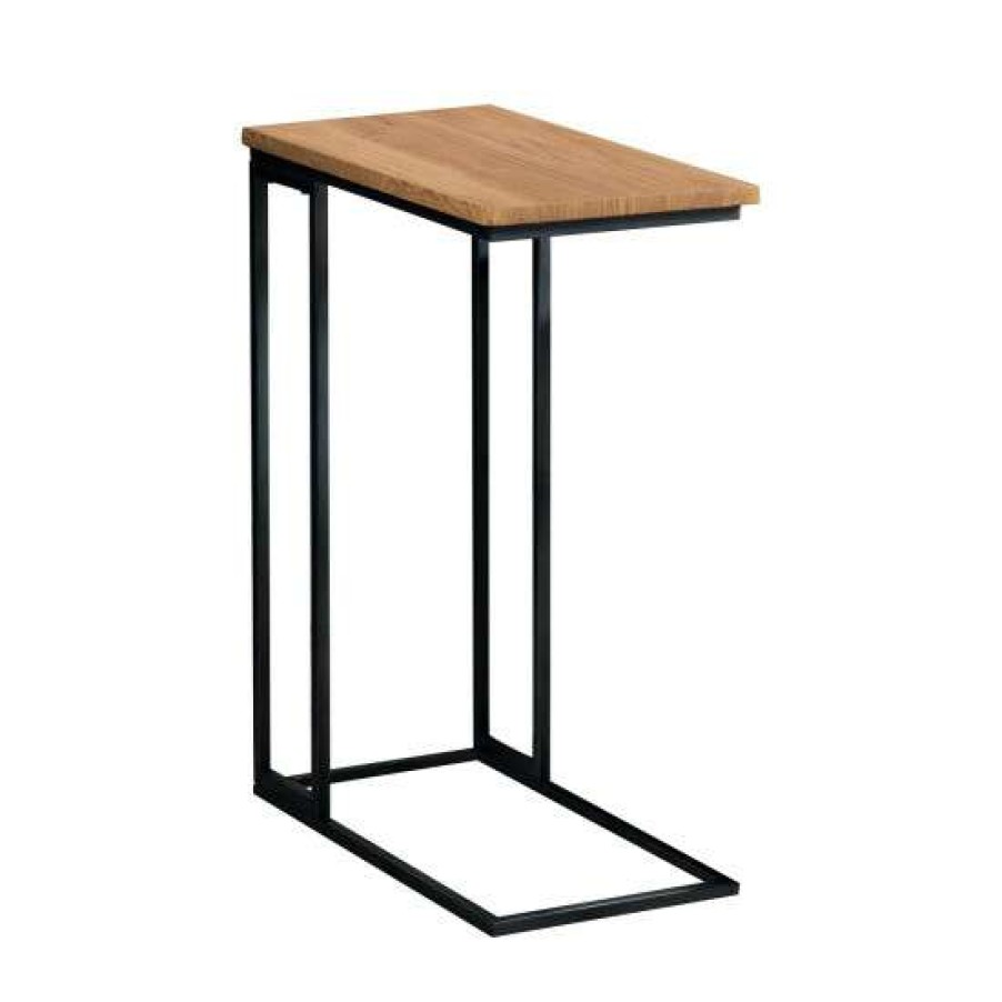 Furniture * | Budget Simple Relax Metal Frame Snack Table Ligth Brown