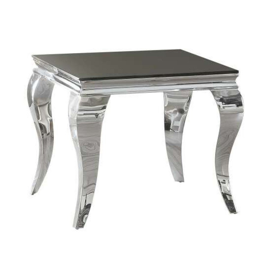 Furniture * | Deals Simple Relax Square End Table In Chrome And Black