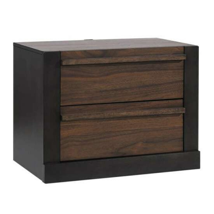 Furniture * | New Simple Relax 2 Drawers Wood Nightstand In Black And Walnut