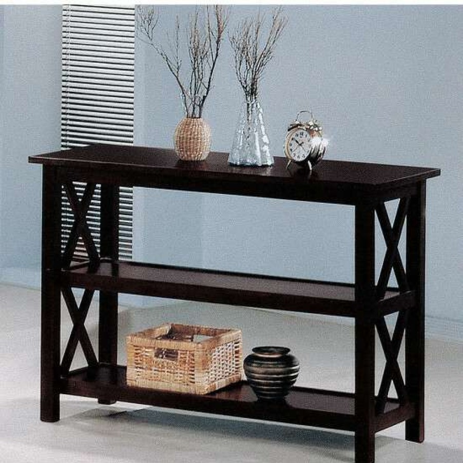 Furniture * | Buy Simple Relax Sofa Table With 2-Shelf In Dark Merlot