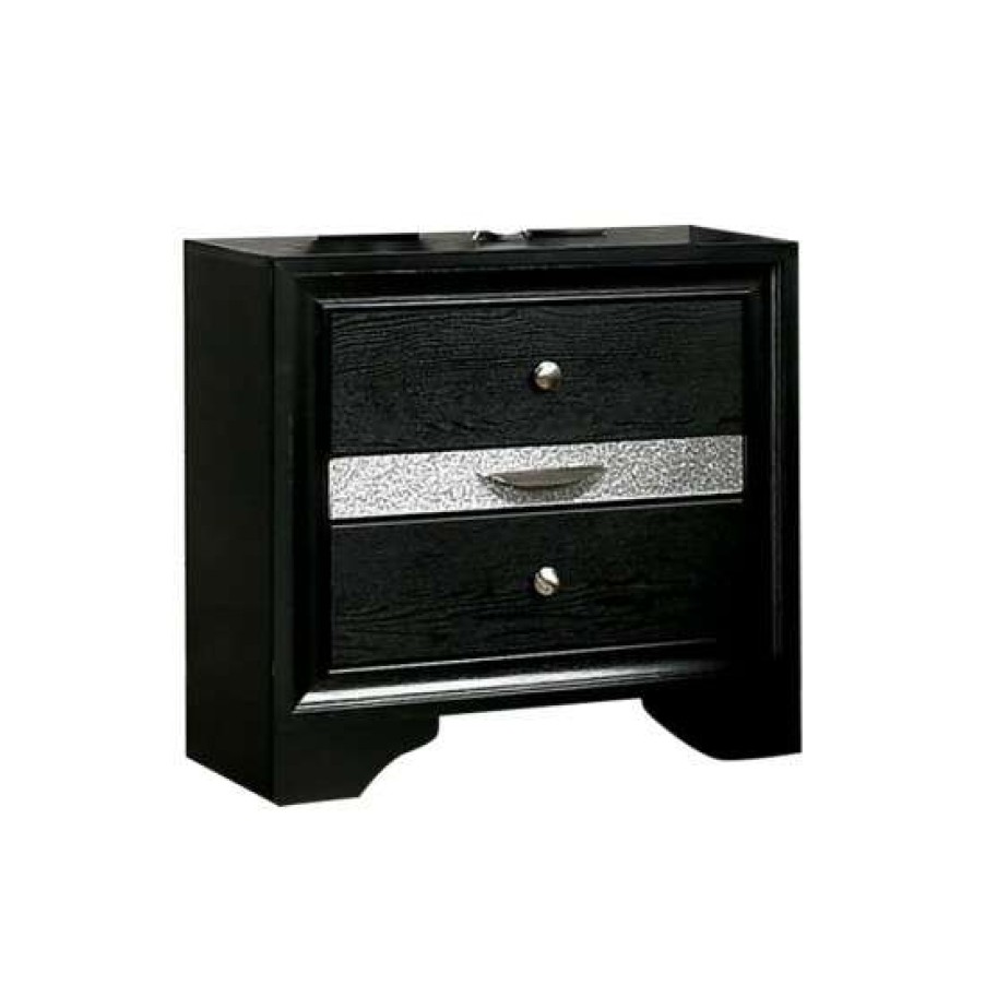 Furniture * | Discount Simple Relax 2 Drawers Wooden Night Stand With Round Handle Design