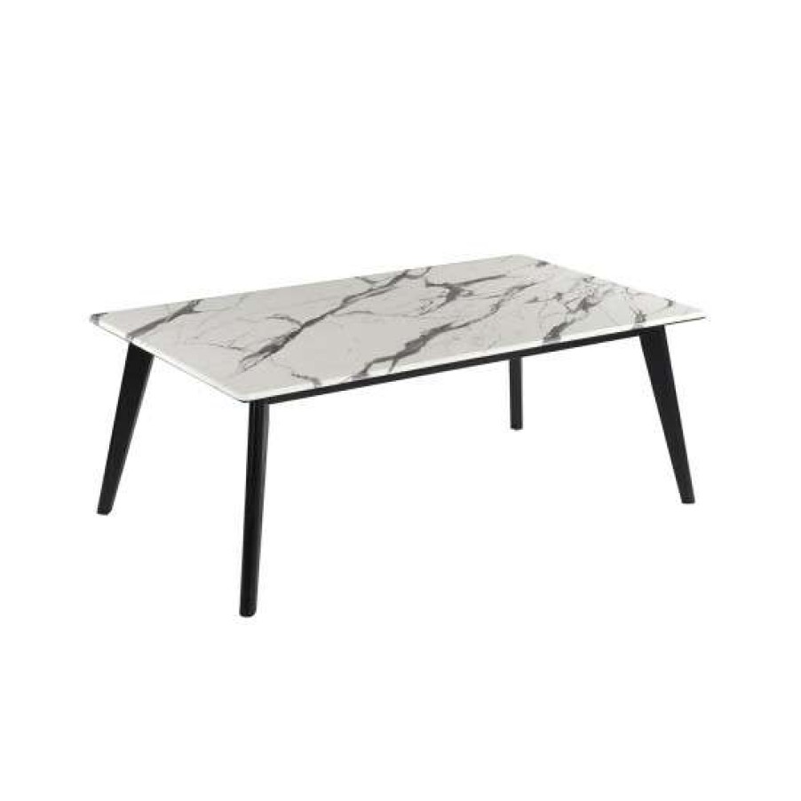 Furniture * | Best Reviews Of Simple Relax Rectangle Faux Marble Top Coffee Table, Black And White