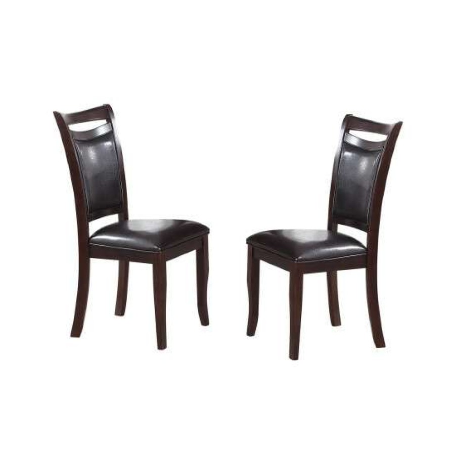 Furniture * | Coupon Simple Relax Dark Espresso Upholstered Dining Chairs, Set Of 2