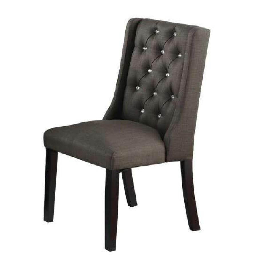 Furniture * | Best Sale Simple Relax Set Of 2 Fabric Dining Chair In Ash Black