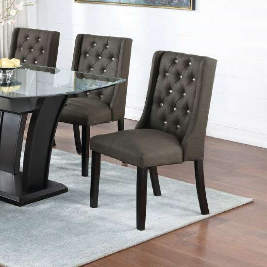 Furniture * | Best Sale Simple Relax Set Of 2 Fabric Dining Chair In Ash Black