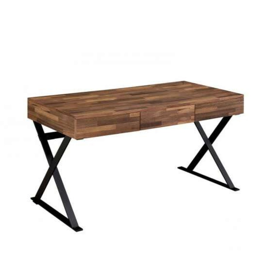 Furniture * | Top 10 Simple Relax Wooden Desk With 3 Darwers In Black